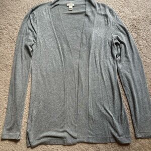 J. Crew Jersey Soft Open Front Long Sleeve in Gray Size Small